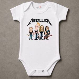 Body de Rock Bebê Banda Metallica Cartoon
