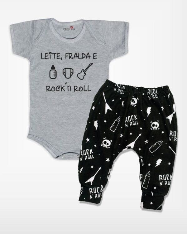 Conjunto de Bebê Rock Leite Fralda e Rock´n Roll - Imagem 3