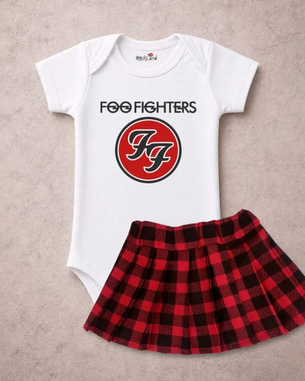 Conjunto de Bebê Rock Banda Foo Fighthers Menina