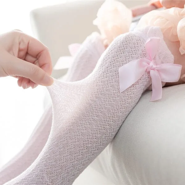 Meia Bebê Laço 3/4 Rosa - Imagem 3