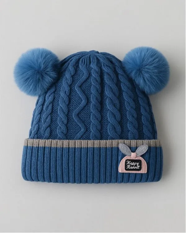 Touca Bebê e Infantil Azul Pompom