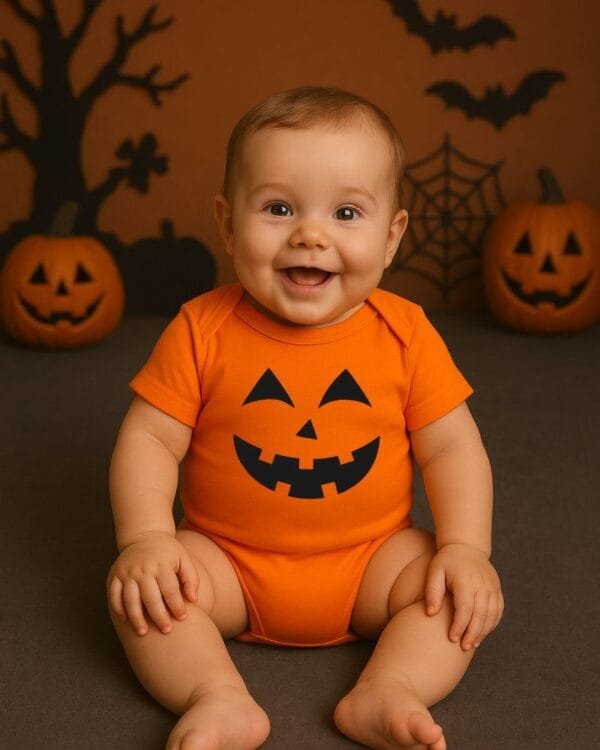 Body Halloween Bebê Abóbora