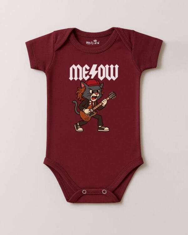 Body de Rock Bebê do ACDC Gato Meow - Imagem 4
