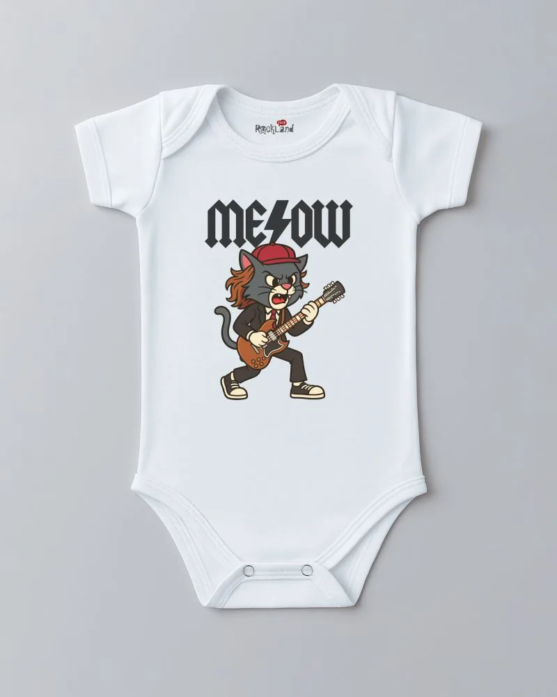 Body de Rock Bebê do ACDC Gato Meow