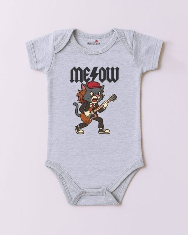 Body de Rock Bebê do ACDC Gato Meow - Imagem 2