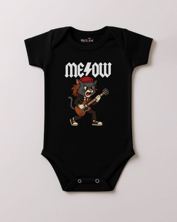 Body de Rock Bebê do ACDC Gato Meow - Imagem 3