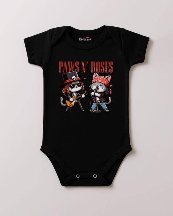 Body de Rock Bebê Divertido Cat Paws N' Roses - Imagem 3