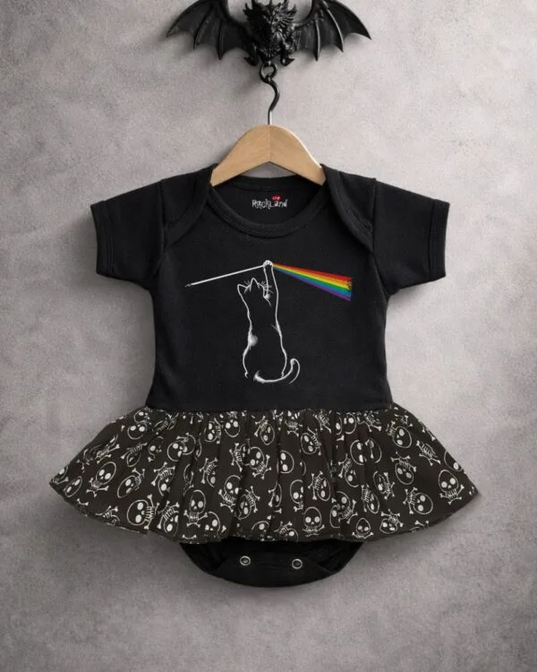 Body Saia Bebê Rock Banda Pink Floyd Gato