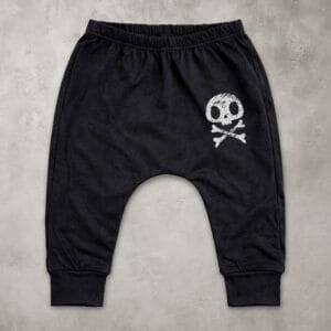 Calça de Bebê Saruel Preta com Caveira na Perna