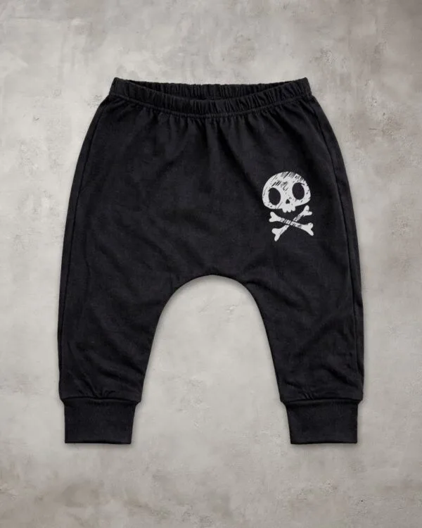 Calça de Bebê Saruel Preta com Caveira na Perna