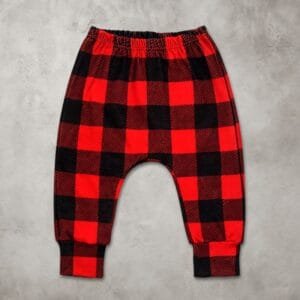 Calça de Bebê Saruel Xadrez Vermelha