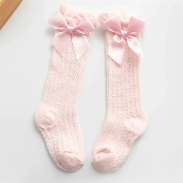 Meia Bebê Laço 3/4 Rosa