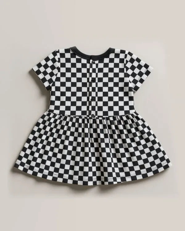 Vestido Bebê Quadriculado Preto e Branco Laço - Imagem 2