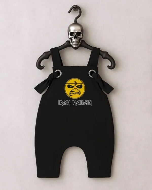 Jardineira Moletom Bebê Rock Iron Maiden Carinha