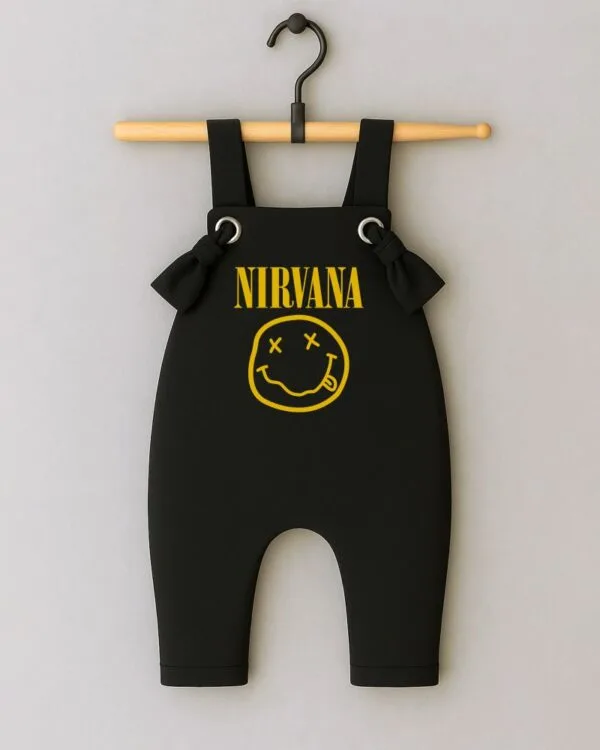 Jardineira Moletom Bebê Rock Banda Nirvana