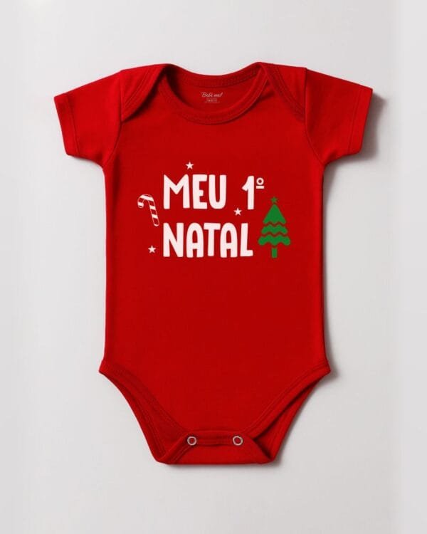 Body Bebê Meu Primeiro Natal Vermelho