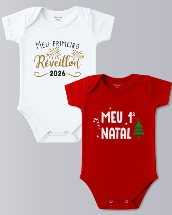 Kit 2 bodies Meu Primeiro Natal e Réveillon