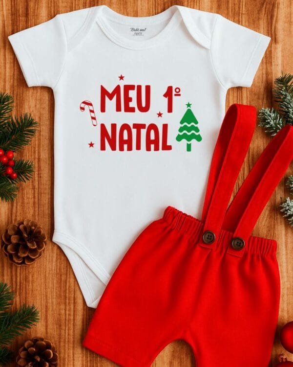 Conjunto Bebê Natal Primeiro Natal branco