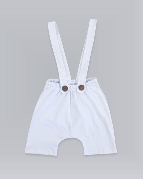 Jardineira Bebê Branca Suspensório