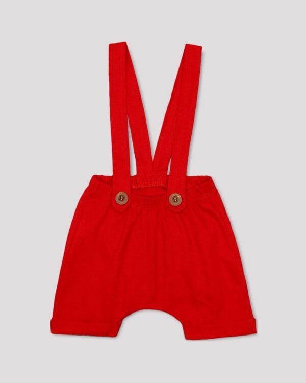 Jardineira Bebê Vermelha Suspensório