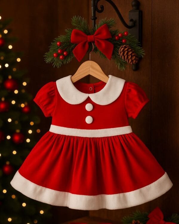 Vestido de Natal Bebê Vestido de Natal Bebê Mamãe Noel