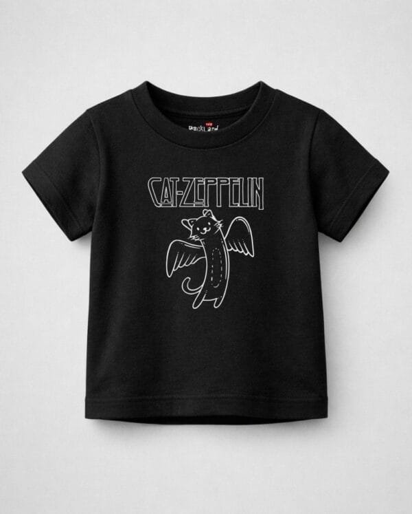 Camiseta Infantil de Rock Cat Zeppelin Divertida