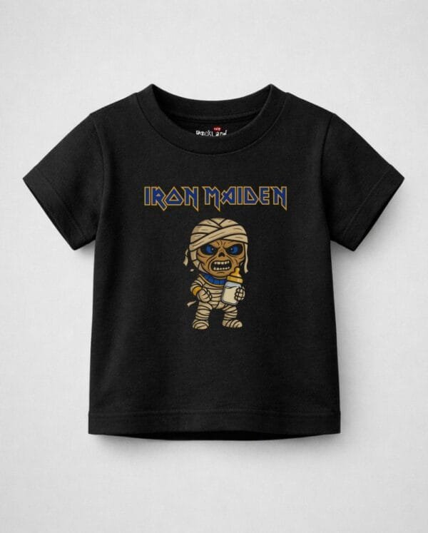 Camiseta Infantil de Rock Iron Maiden Modelo Múmia Mamadeira