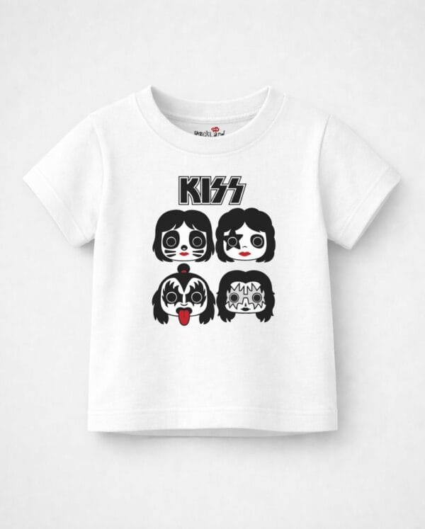 Camiseta Infantil de Rock Banda Kiss Cartoon