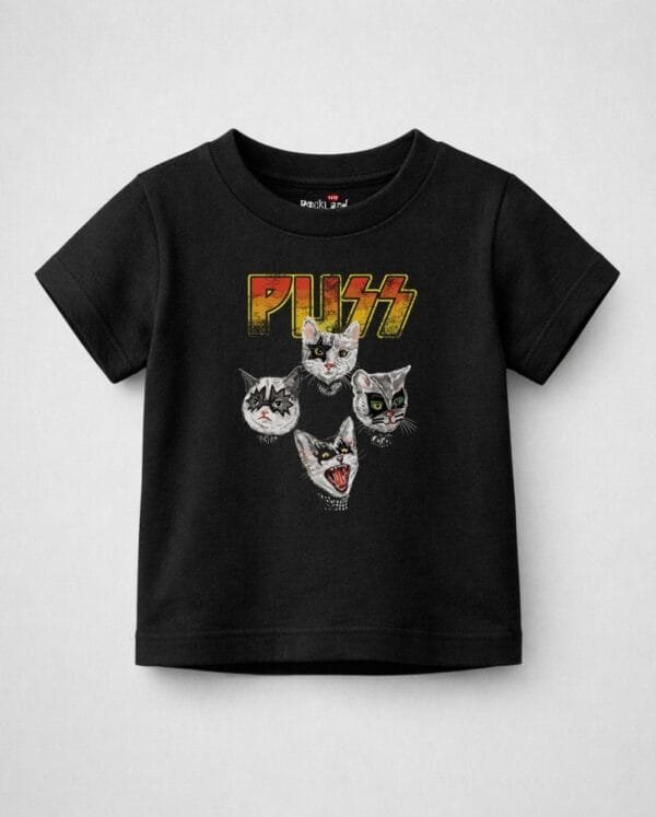 Camiseta Infantil de Rock Banda Kiss Cat Puzz