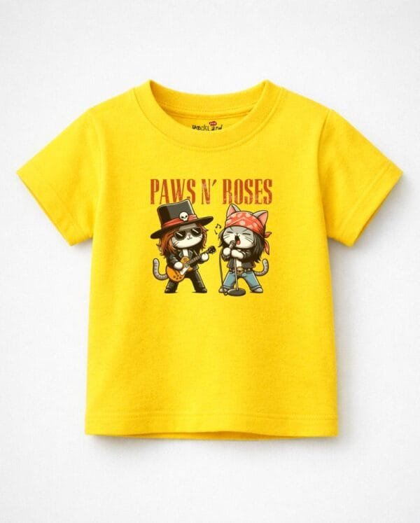 Camiseta Infantil de Rock Guns N' Roses Cat Paws N' Roses