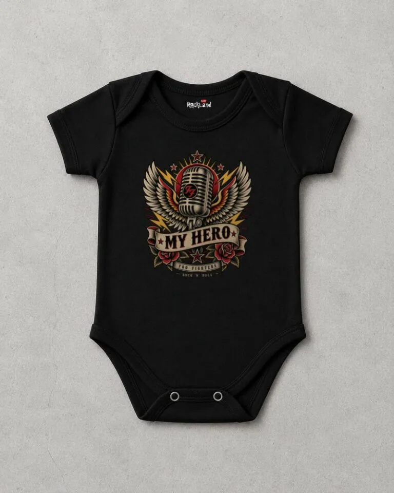 Body de Rock de Bebê Foo FIghters My Hero