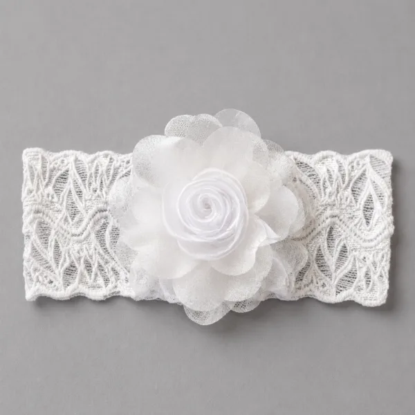 Faixa de Cabelo Bebê Luxo Branca Flor
